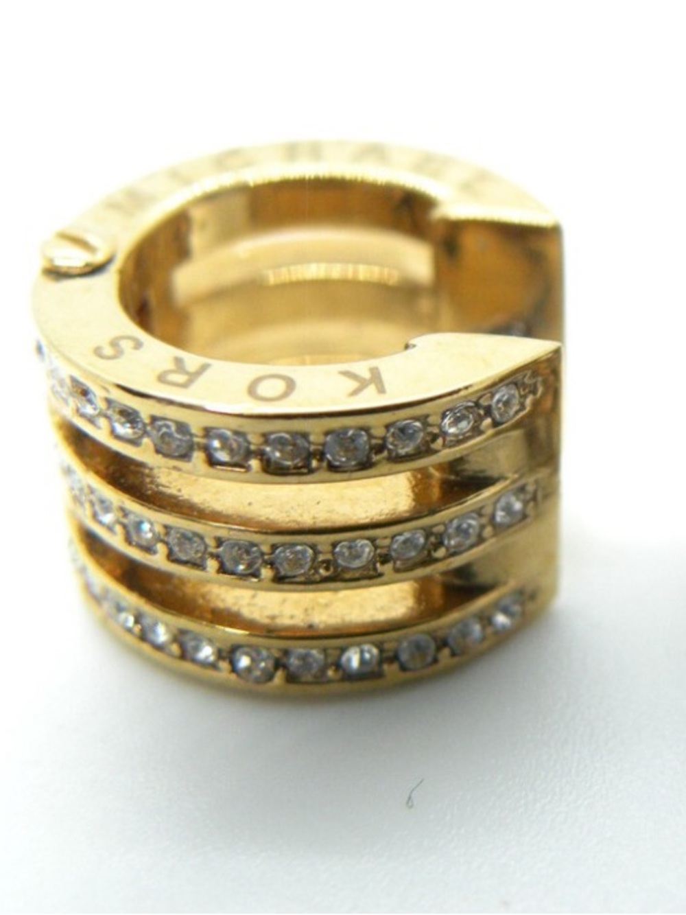 Michael Kors Gold Tone Triple-Row Crystal Huggie Hoop Earrings